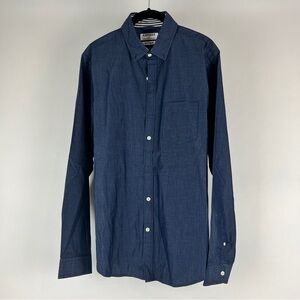 Express Blue Casual Button Down Shirt with Relaxed Fit